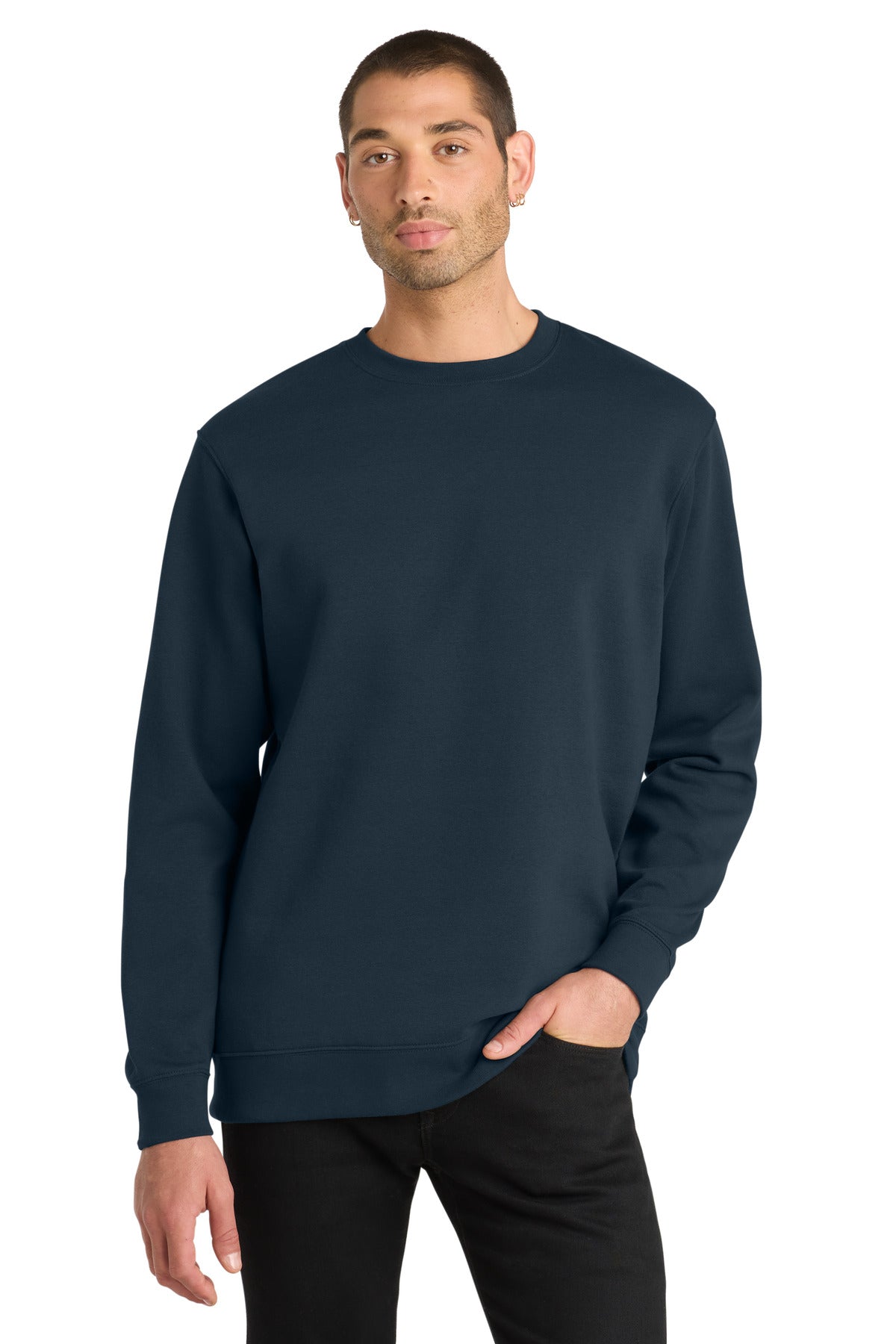 Front View of New Navy District V.I.T. Fleece Crew DT6104 plain