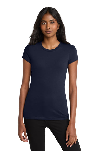 Front View of New Navy District Women's Fitted Very Important Tee . DT6001 plain