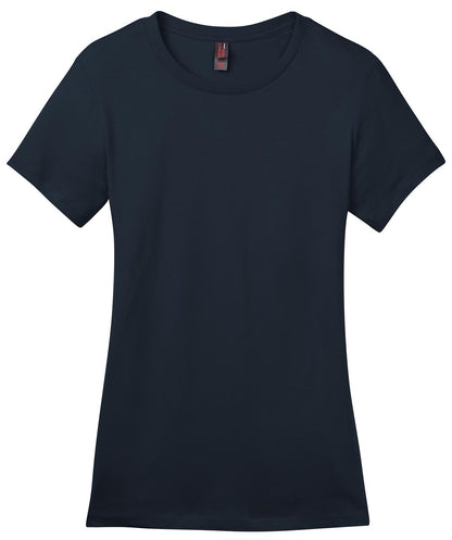 Front View of New Navy District Women's Perfect Weight Tee. DM104L plain