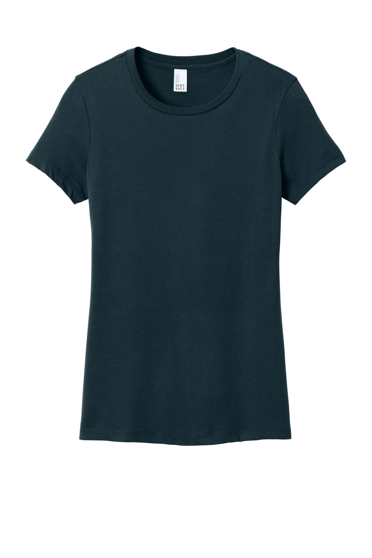 Front View of New Navy District Women's Perfect Weight Tee. DM104L plain