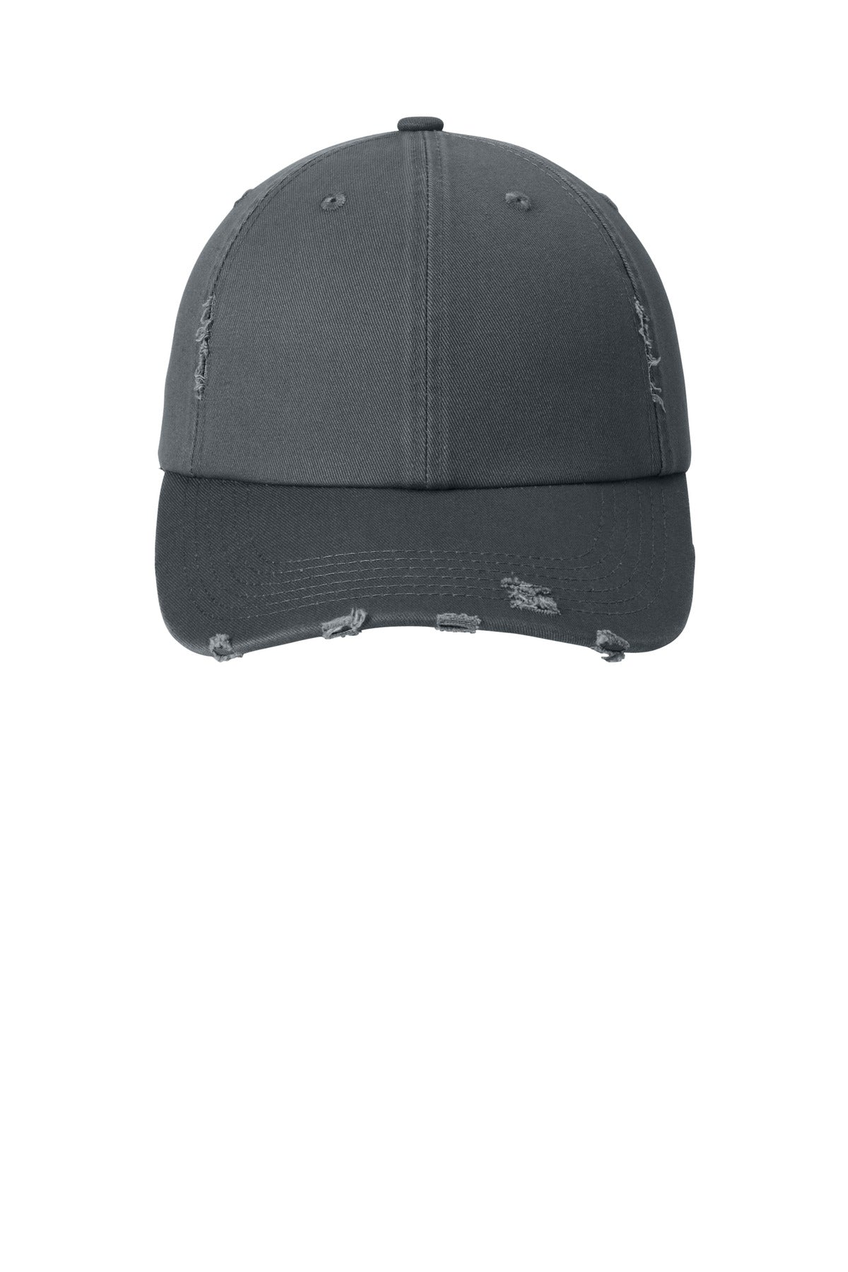 Front View of Nickel District Distressed Cap. DT600 plain