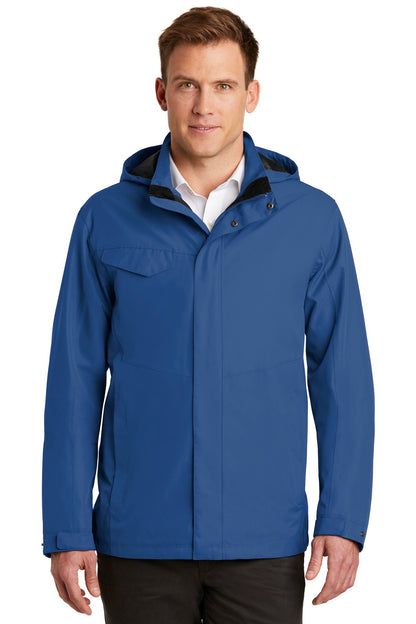 Front View of Night Sky Blue Port Authority Collective Outer Shell Jacket. J900 plain