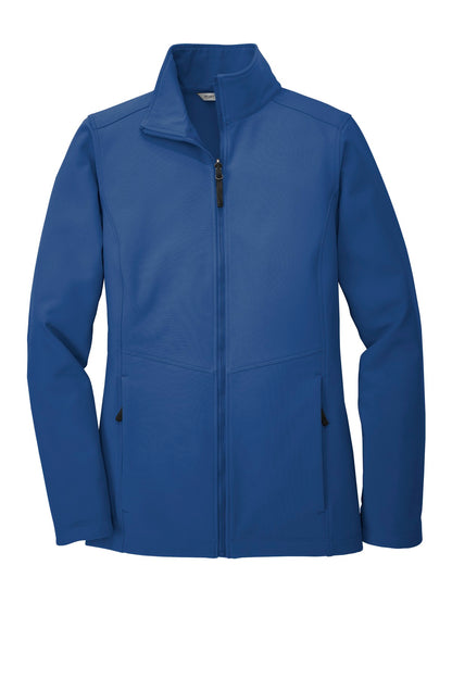 Front View of Night Sky Blue Port Authority Women's Collective Soft Shell Jacket. L901 plain