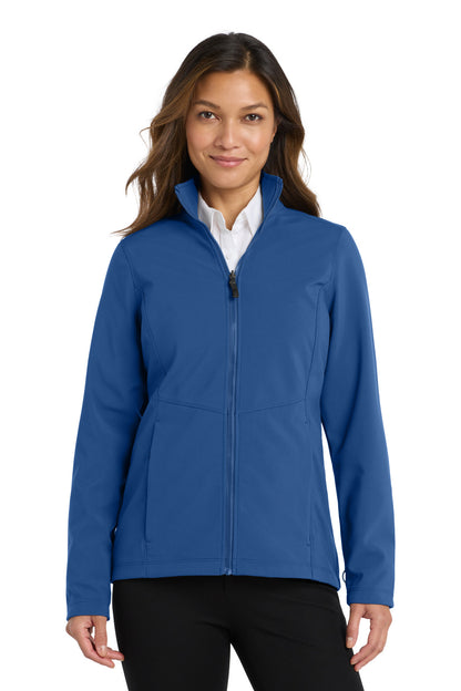 Front View of Night Sky Blue Port Authority Women's Collective Soft Shell Jacket. L901 plain