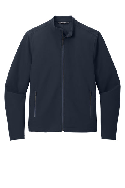 Front View of NightNavy Mercer+Mettle Stretch Soft Shell Jacket MM7102 plain