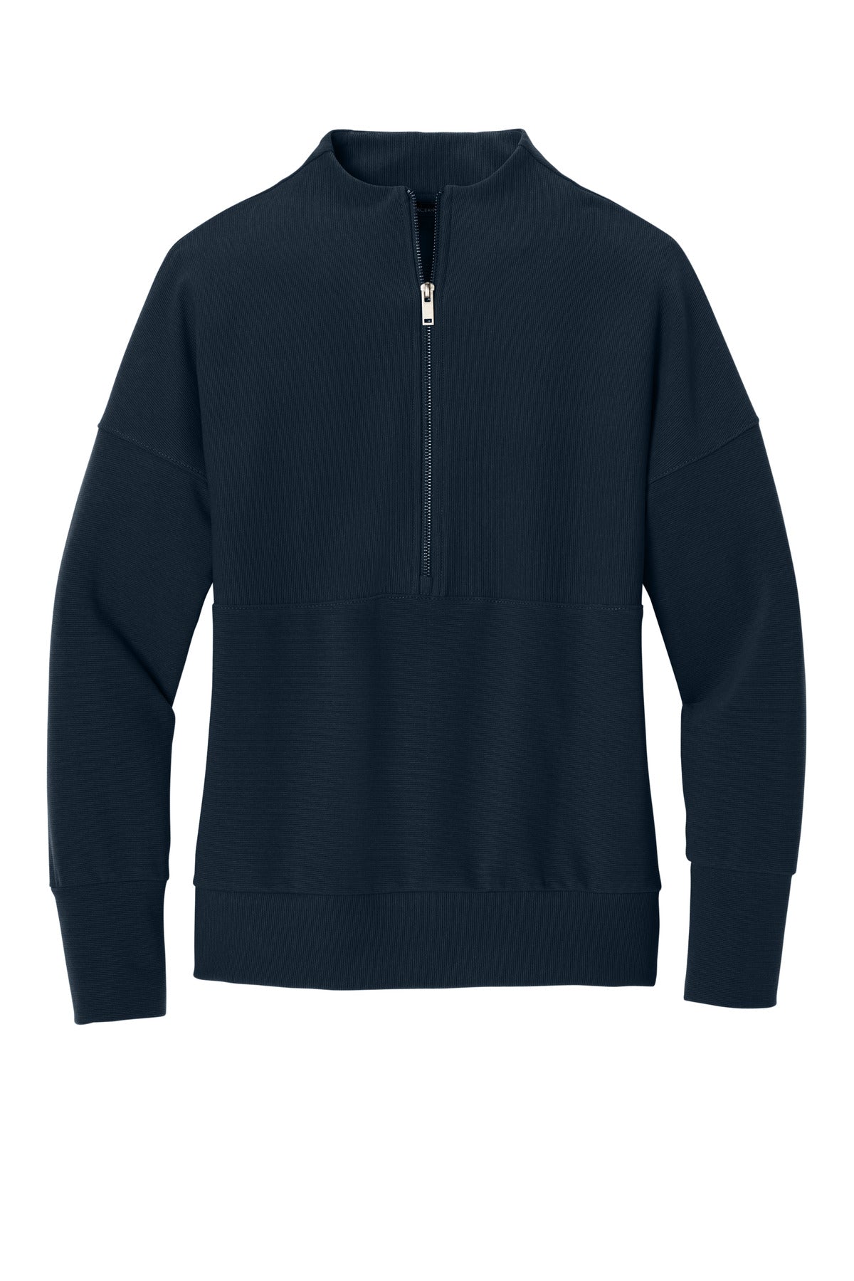 Front View of NightNavy Mercer+Mettle Women's Linear Texture 1/4-Zip MM3041 plain
