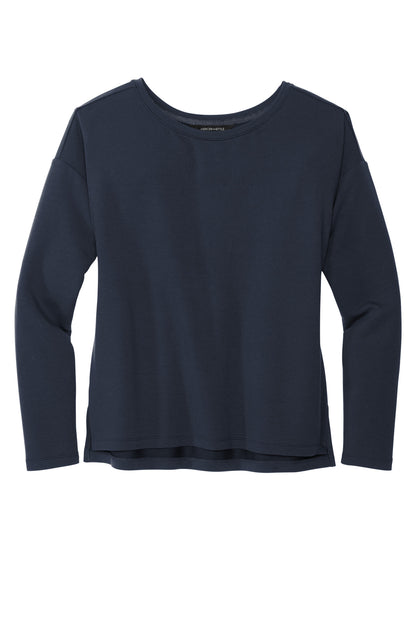 Front View of NightNavy Mercer+Mettle Women's Stretch Drop Shoulder Pullover MM3013 plain