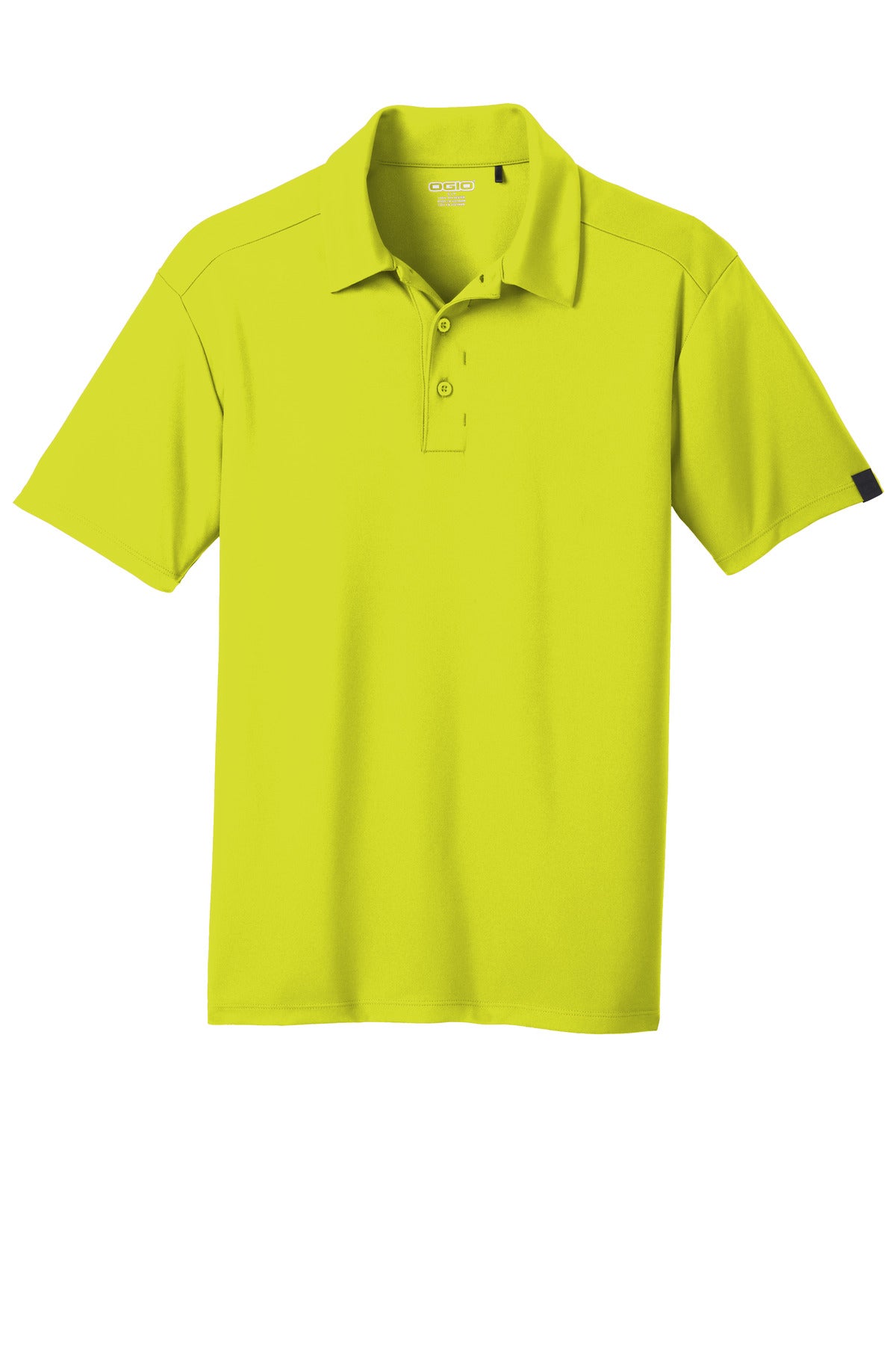 Front View of Nitro Yellow OGIO Framework Polo. OG125 plain