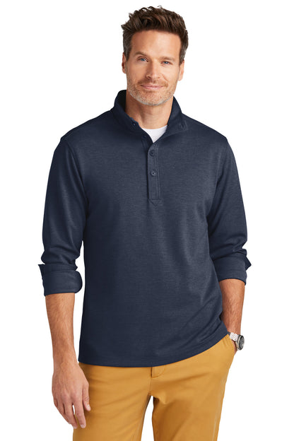 Front View of NvBlazerHt Brooks Brothers Mid-Layer Stretch 1/2-Button BB18202 plain