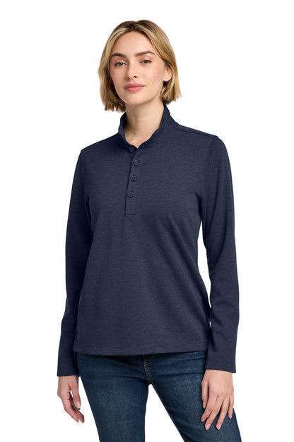Front View of NvBlazerHt Brooks Brothers Women's Mid-Layer Stretch 1/2-Button BB18203 plain