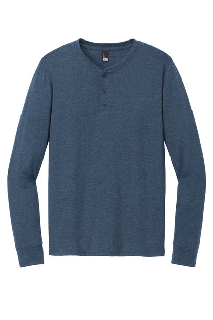 Front View of NvyFrost District Perfect Tri Long Sleeve Henley DT145 plain