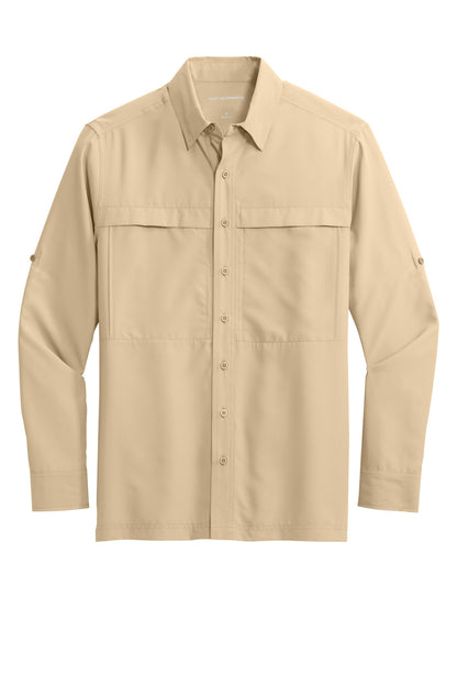 Front View of Oat Port Authority Long Sleeve UV Daybreak Shirt W960 plain