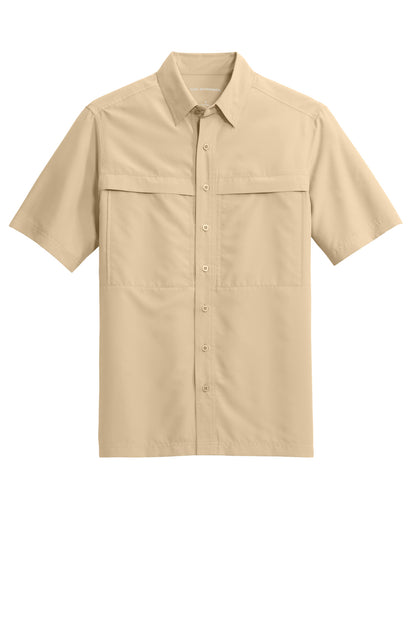 Front View of Oat Port Authority Short Sleeve UV Daybreak Shirt W961 plain