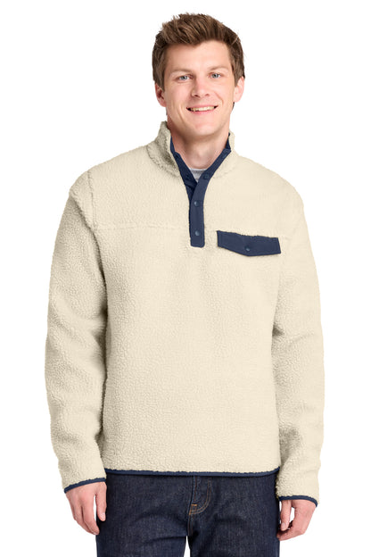 Front View of Oat/DsBNv Port Authority Camp Fleece Snap Pullover F140 plain