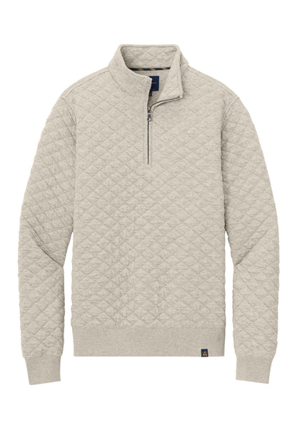 Front View of OatHthr Brooks Brothers Diamond Quilt 1/4-Zip BB18212 plain