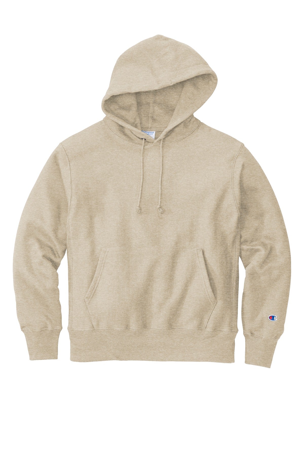 Front View of OatHthr Champion Reverse Weave Hooded Sweatshirt S101 plain