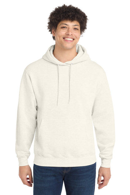 Front View of OatHthr Port & Co Core Fleece Pullover Hooded Sweatshirt. PC78H plain