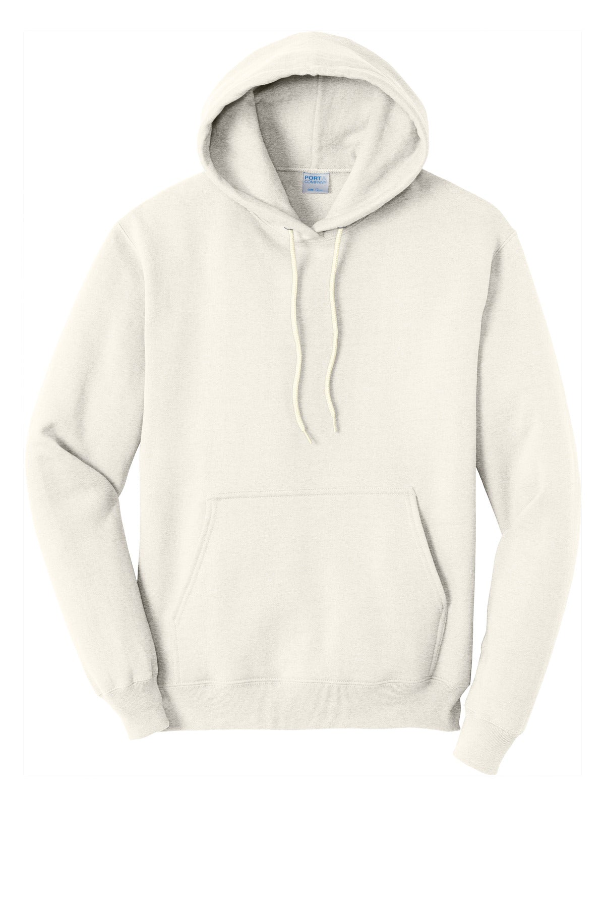 Front View of OatHthr Port & Co Core Fleece Pullover Hooded Sweatshirt. PC78H