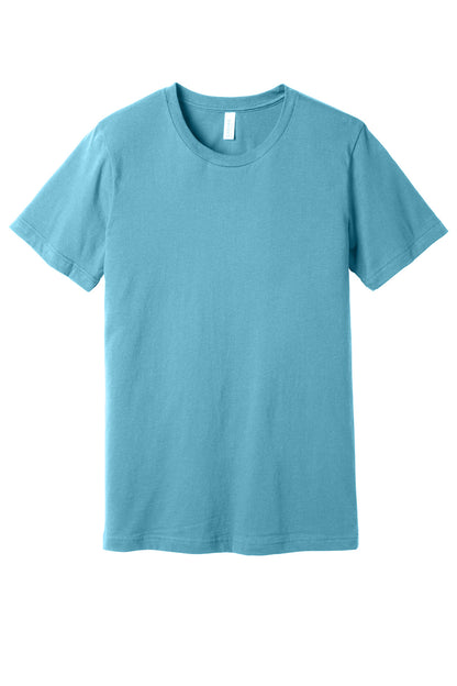 Front View of Ocean Blue BELLA+CANVAS Unisex Jersey Short Sleeve Tee. BC3001 plain