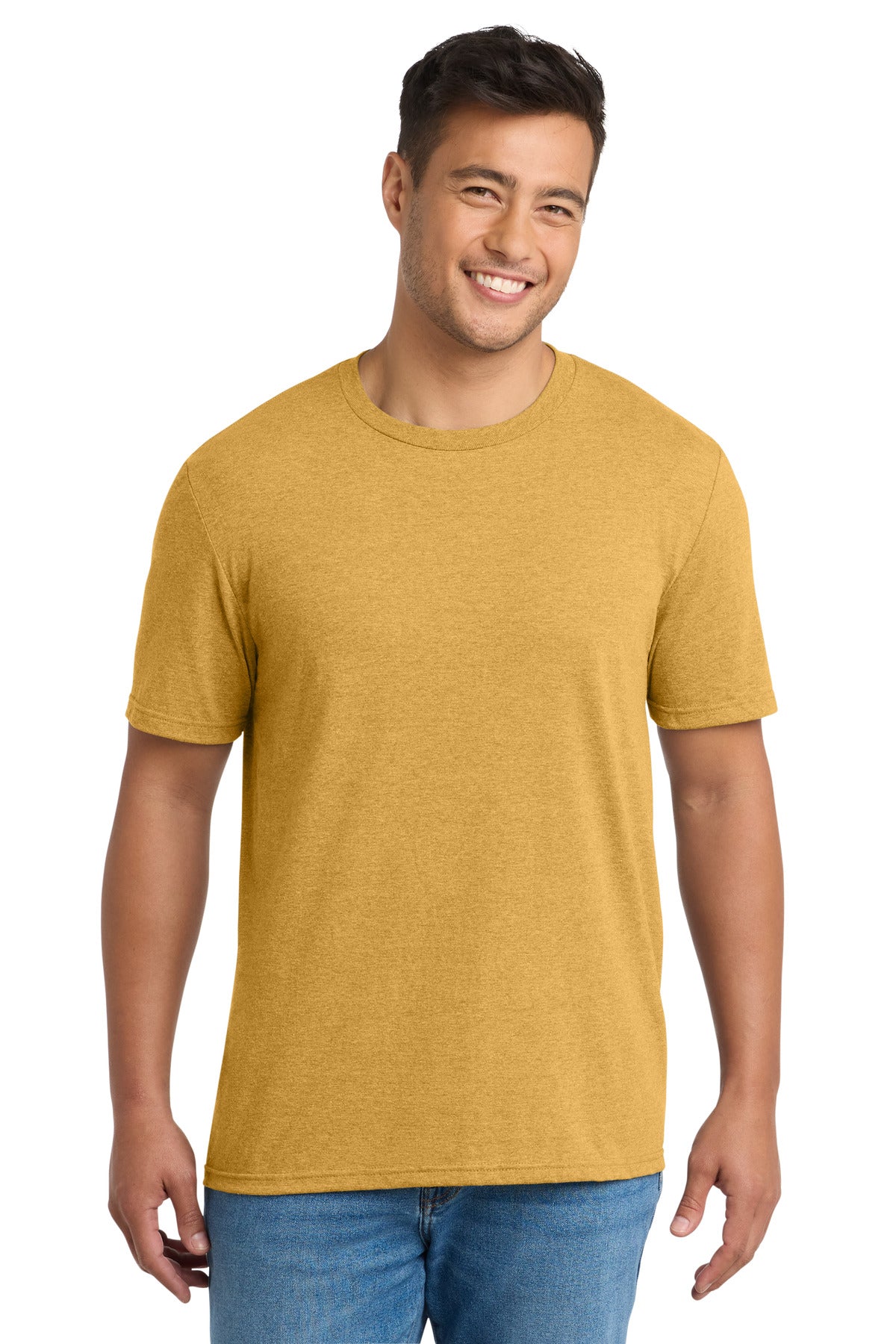 Front View of OchreYlwHr Port & Co Tri-Blend Tee. PC330 plain