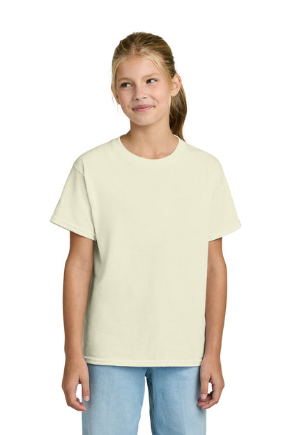Front View of OffWhite Gildan Youth Light Cotton Tee 3000B plain