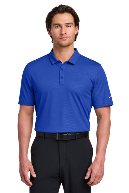 Front View of Old Royal Nike Dri-FIT Embossed Tri-Blade Polo. 838964 plain
