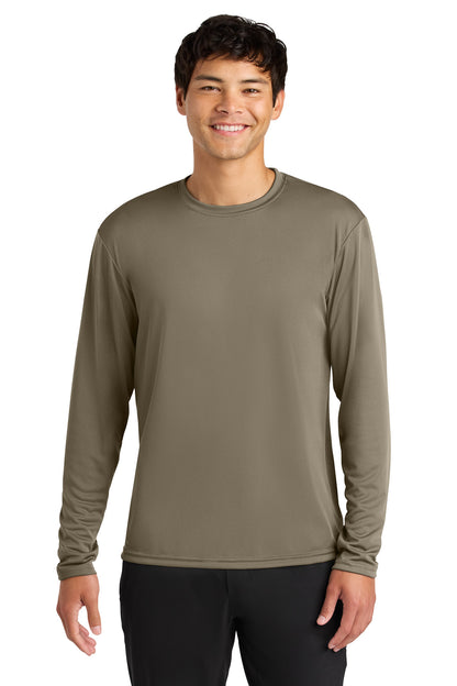 Front View of Olive A4 Cooling Performance Long Sleeve Tee A4N3165 plain