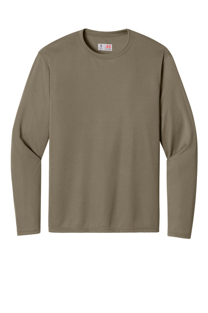 Front View of Olive A4 Cooling Performance Long Sleeve Tee A4N3165 plain
