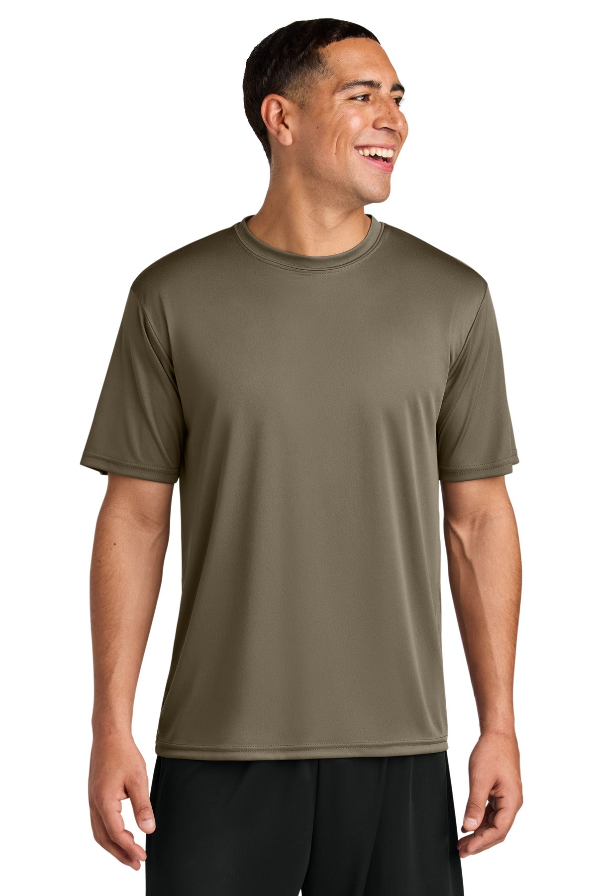Front View of Olive A4 Cooling Performance Short Sleeve Tee A4N3142 plain