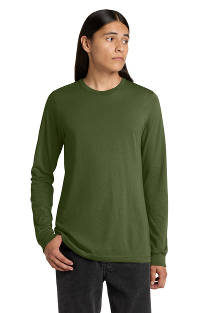 Front View of Olive BELLA+CANVAS Unisex Jersey Long Sleeve Tee. BC3501 plain