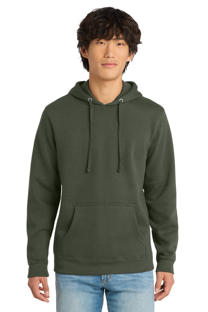 Front View of Olive District V.I.T. Fleece Hoodie DT6100 plain
