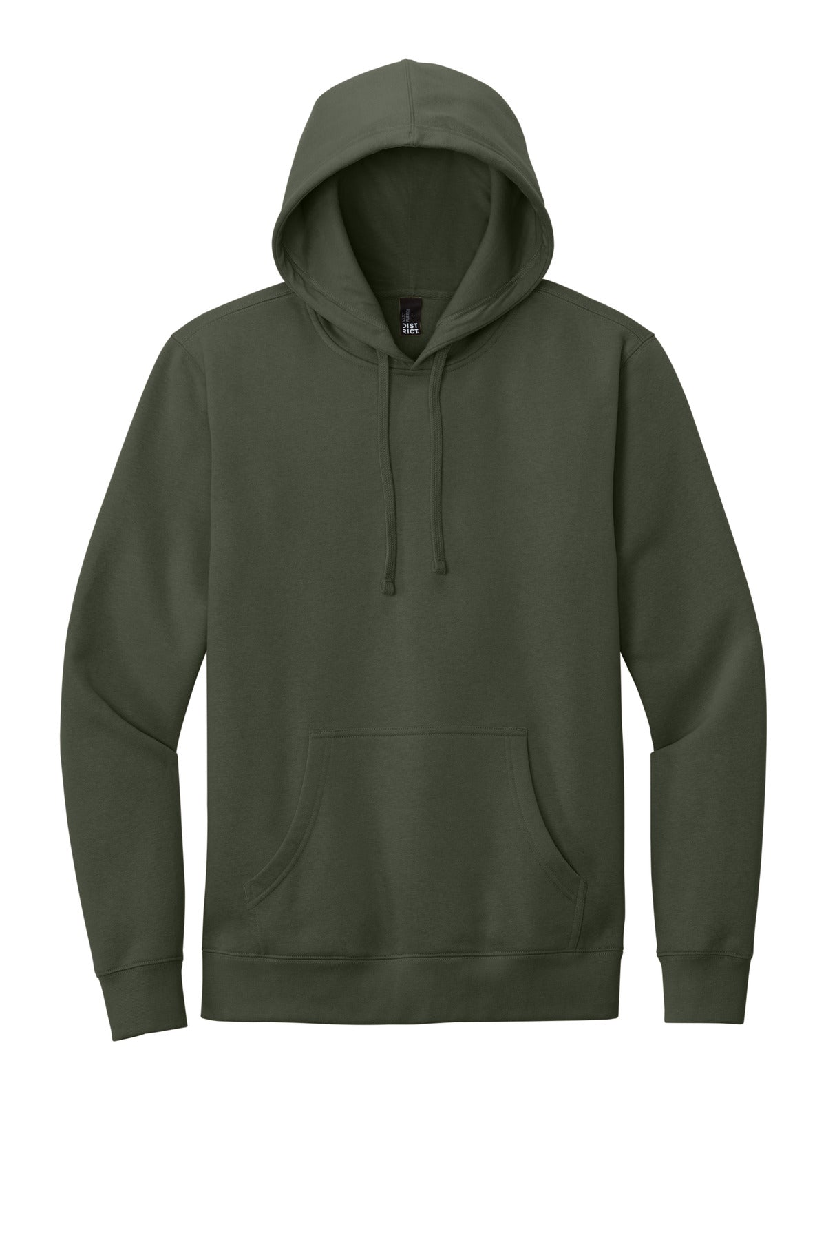 Front View of Olive District V.I.T. Fleece Hoodie DT6100 plain