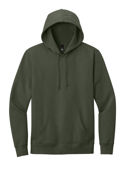 Front View of Olive District V.I.T. Fleece Hoodie DT6100 plain