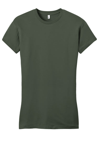 Front View of Olive District Women's Fitted Very Important Tee . DT6001 plain