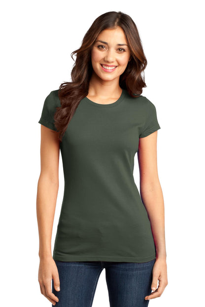 Front View of Olive District Women's Fitted Very Important Tee . DT6001 plain