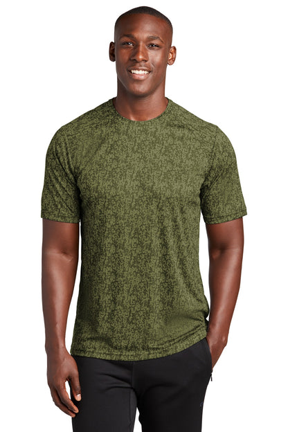 Front View of Olive Drab Grn Sport-Tek Digi Camo Tee. ST460 plain