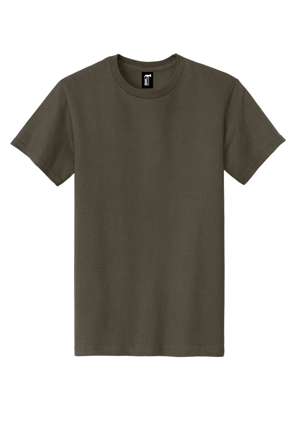 Front View of Olive Gildan Hammer T-Shirt. H000 plain