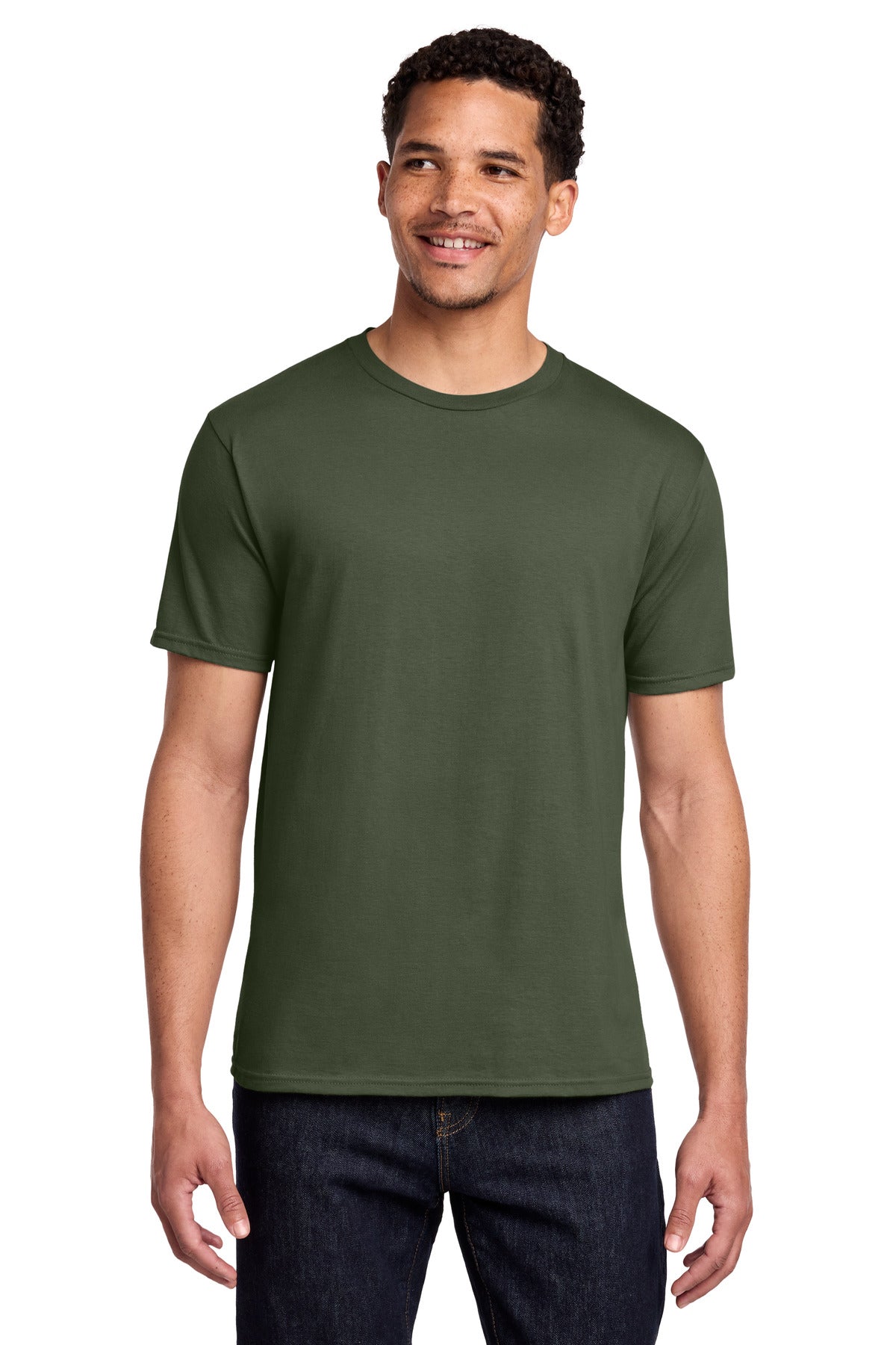 Front View of Olive Port & Co Fan Favorite Tee. PC450 plain