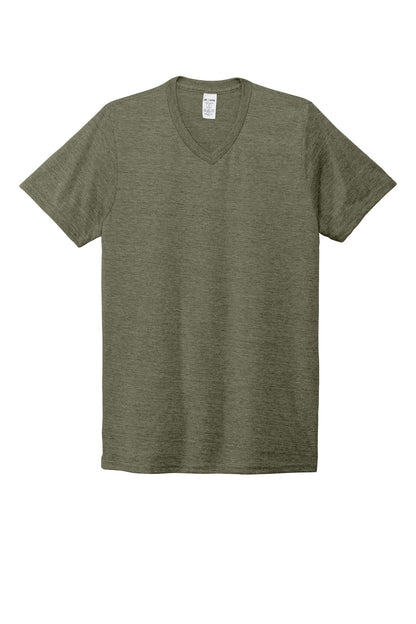 Front View of Olive You Grn Allmade Unisex Tri-Blend V-Neck Tee AL2014 plain