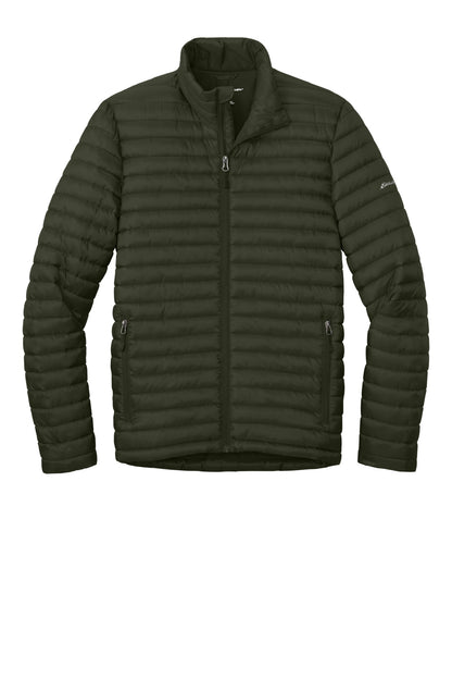 Front View of OliveGreen Eddie Bauer Packable Quilted Full-Zip EB514 plain