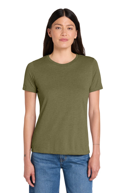 Front View of OliveTB BELLA+CANVAS Women's Relaxed Triblend Tee BC6413 plain