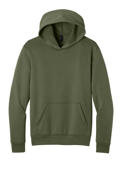 Front View of OlvDrabGn Port & Co Easy Fleece Pullover Hooded Sweatshirt PC68H plain