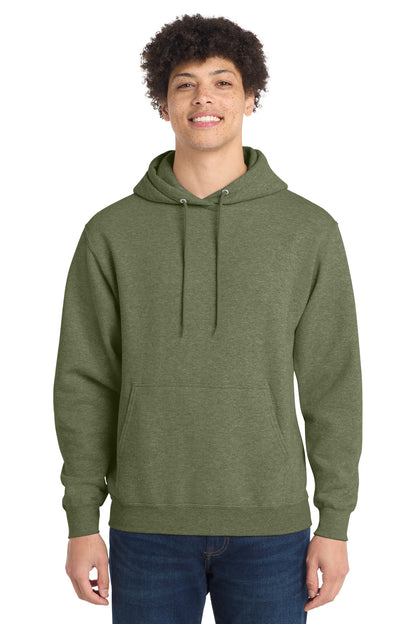 Front View of OlvDrabGnH Port & Co Core Fleece Pullover Hooded Sweatshirt. PC78H plain