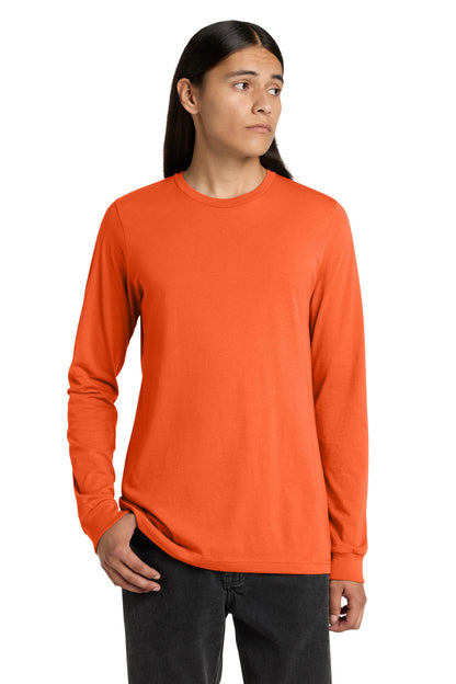 Front View of Orange BELLA+CANVAS Unisex Jersey Long Sleeve Tee. BC3501 plain
