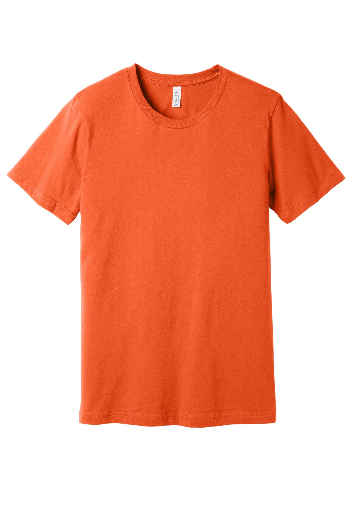 Front View of Orange BELLA+CANVAS Unisex Jersey Short Sleeve Tee. BC3001 plain
