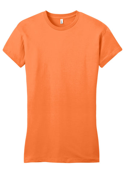Front View of Orange District Women's Fitted Very Important Tee . DT6001 plain