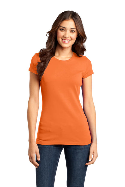 Front View of Orange District Women's Fitted Very Important Tee . DT6001 plain