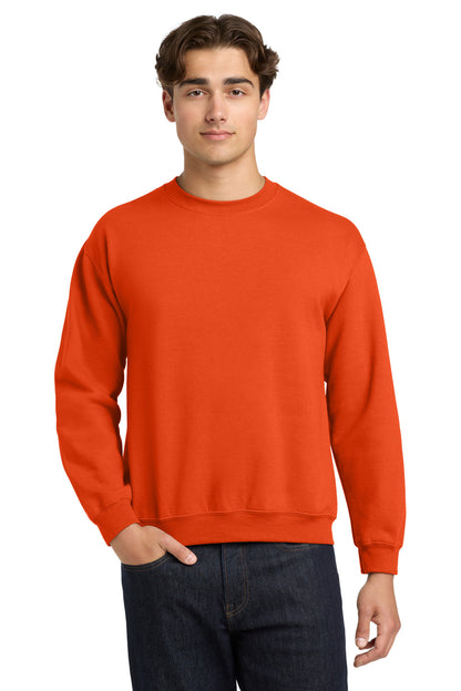 Front View of Orange Gildan Heavy Blend Crewneck Sweatshirt. 18000 plain