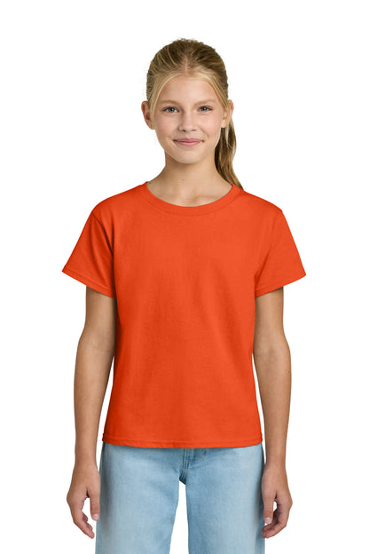 Front View of Orange Gildan Youth Light Cotton Tee 3000B plain