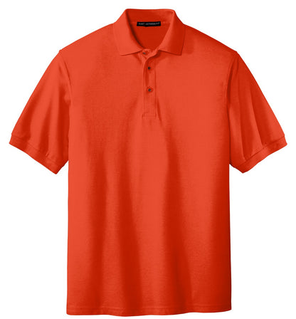 Front View of Orange Port Authority Extended Size Silk Touch Polo K500ES plain